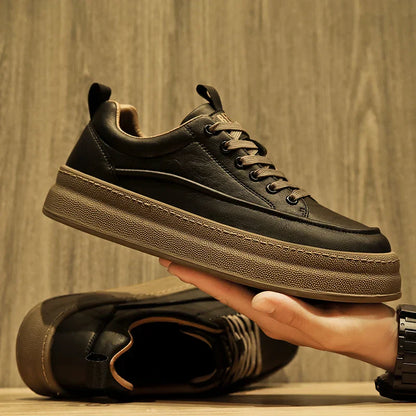 Leder Sneaker Herren Schwarz Sportlich