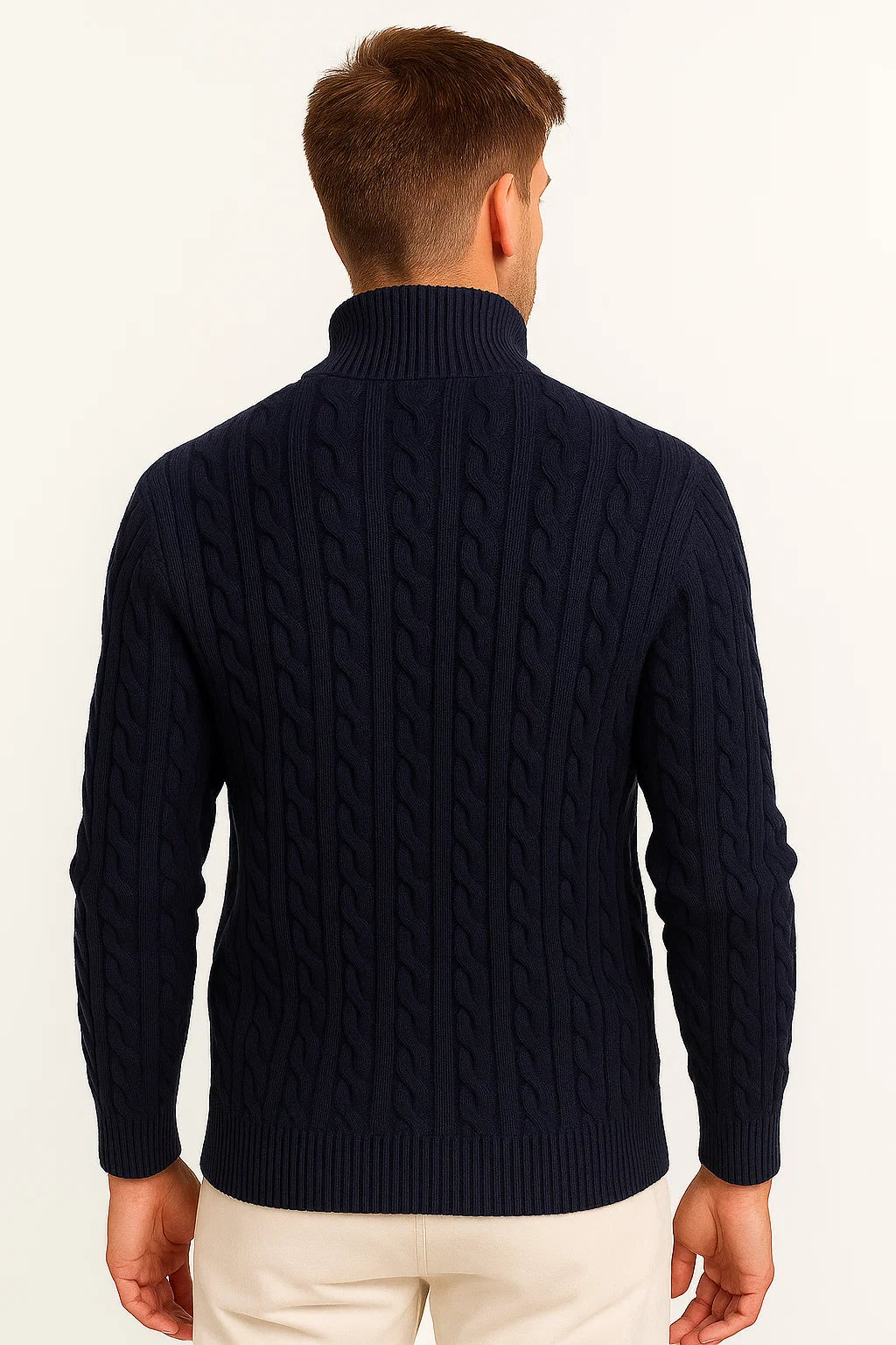 Herren Strickpullover Frühling Zopf Muster Reißverschluss