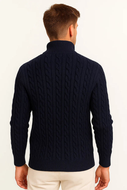 Herren Strickpullover Frühling Zopf Muster Reißverschluss