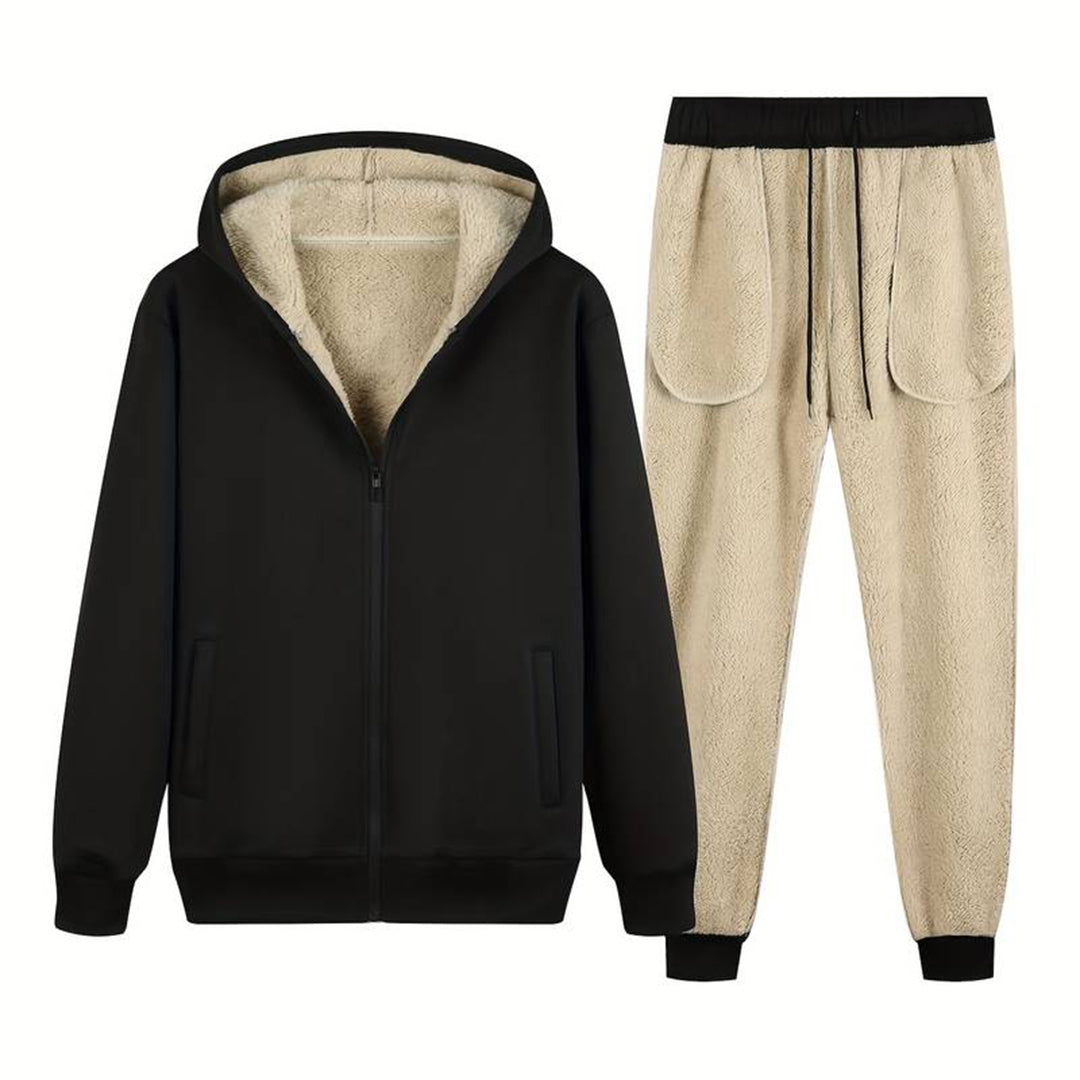 Fellgefüttertes Herren Kapuzen-Jogger-Set Zweiteilig Warm - BerlinGlamour