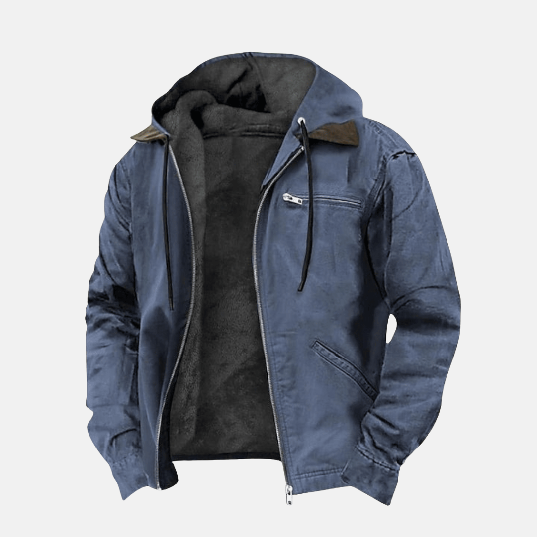 Kapuzenjacke – Lässige Fleece-gefütterte Kapuzenjacke für Männer für den Winter-Blau-XXS-Chaps Herrenmode