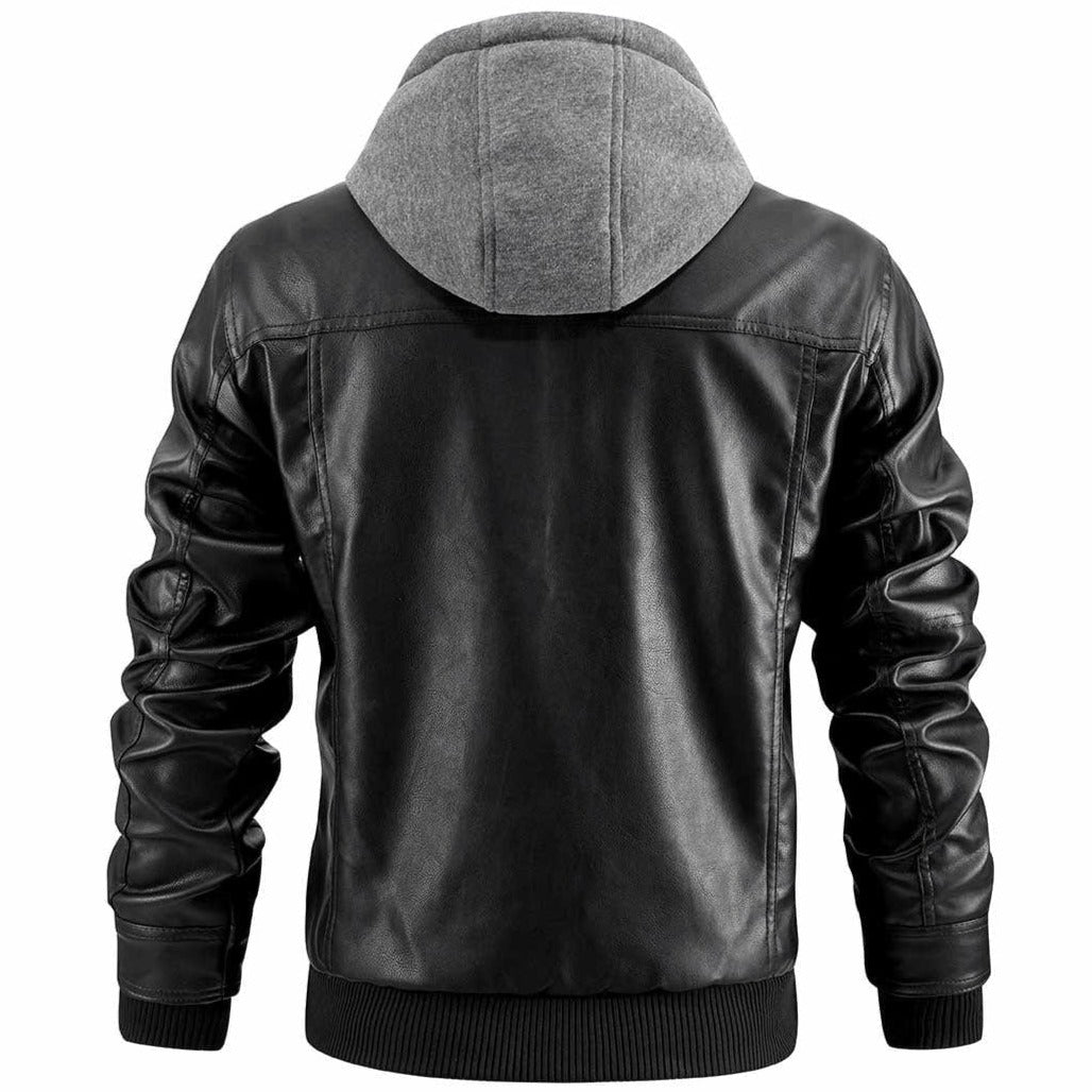 Kapuzenjacke aus Leder – Herrenjacke mit Kapuze und Reißverschluss aus Leder-Chaps Herrenmode