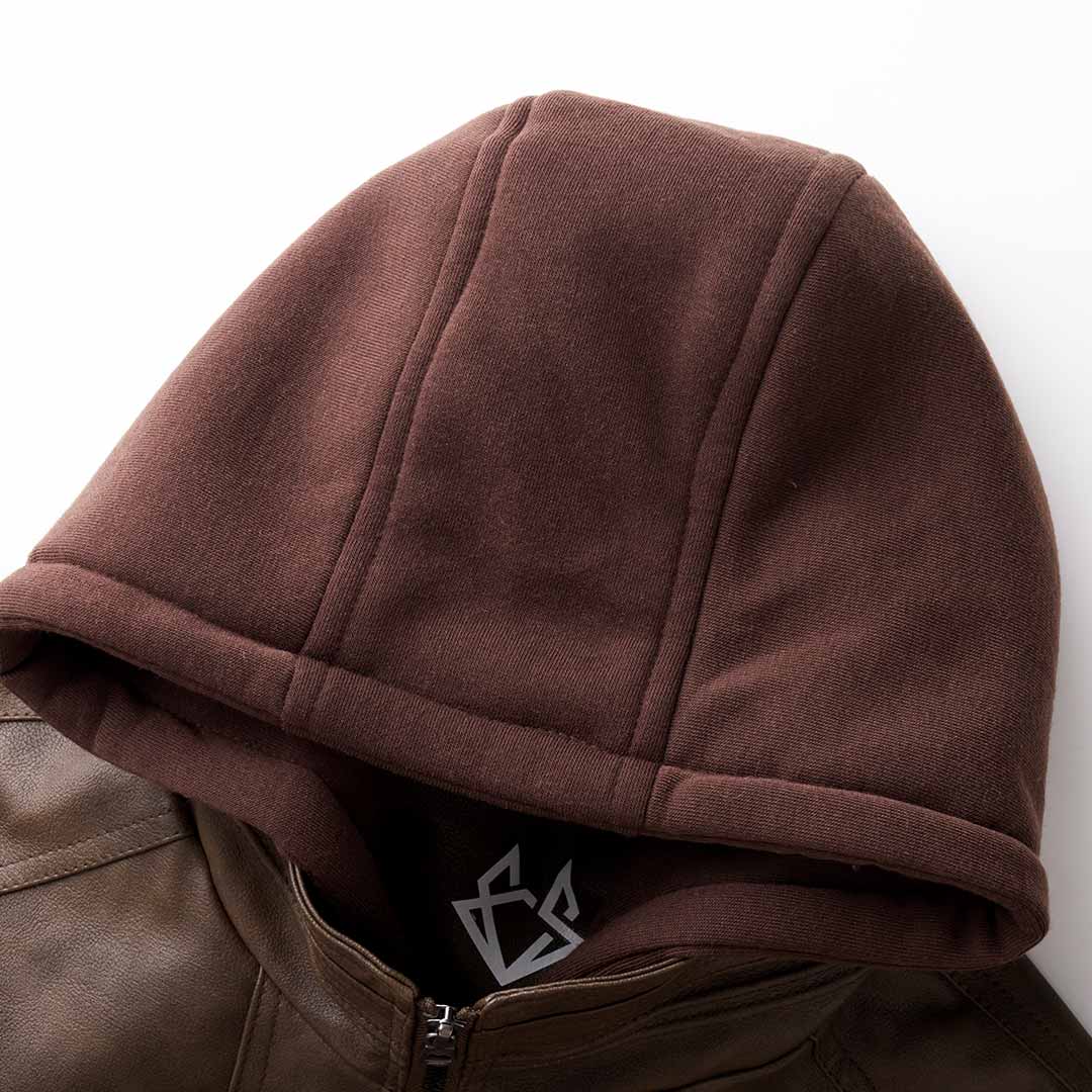 Kapuzenjacke aus Leder – Herrenjacke mit Kapuze und Reißverschluss aus Leder-Chaps Herrenmode