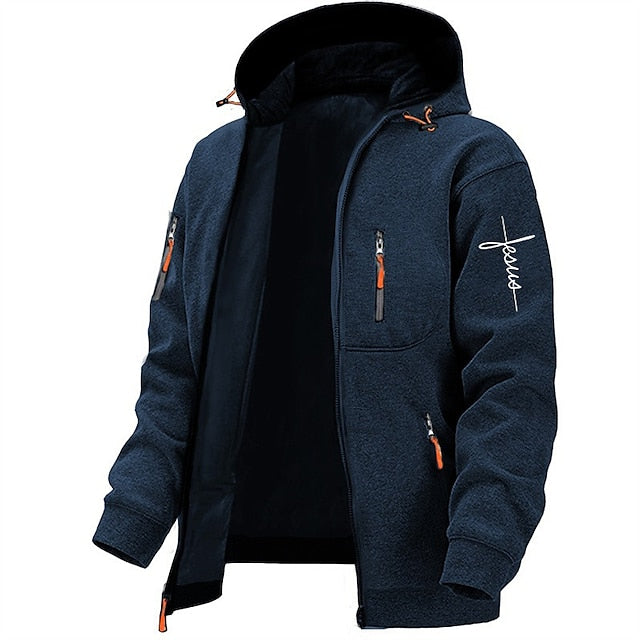 Herren Kapuzenjacke Warm Fleece Reißverschluss - BerlinGlamour