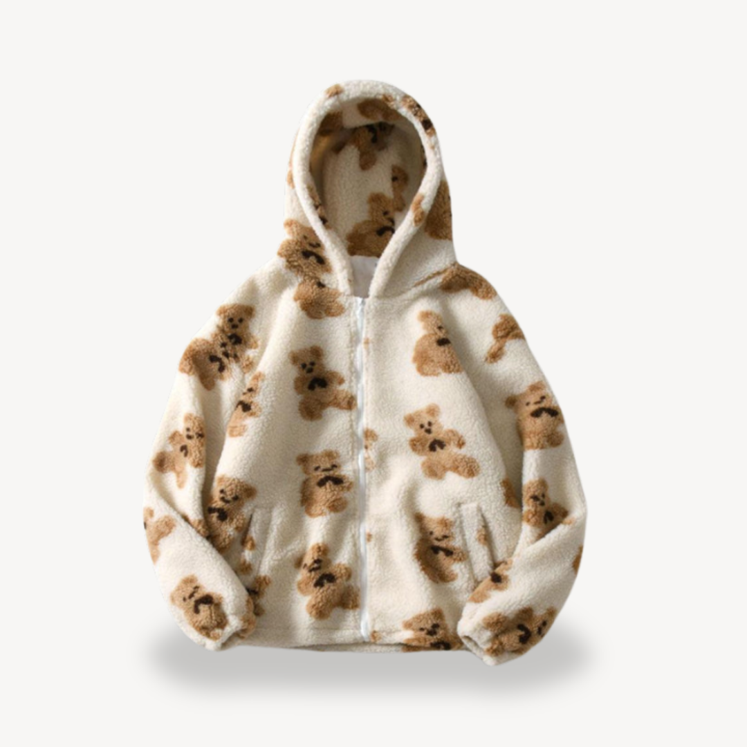 Kapuzenjacke mit Teddybär-Muster für Damen | Loravelle 3