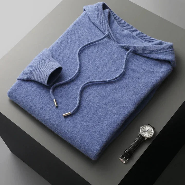 Kapuzenpulli - Einfacher Strickpullover für Männer-Blau-S-Chaps Herrenmode