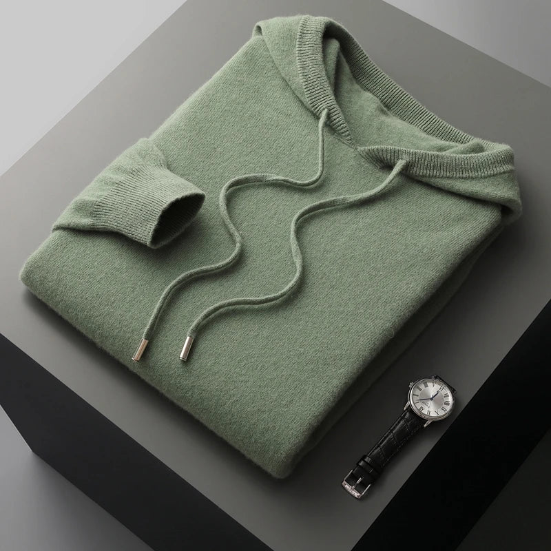 Kapuzenpulli - Einfacher Strickpullover für Männer-Grün-S-Chaps Herrenmode