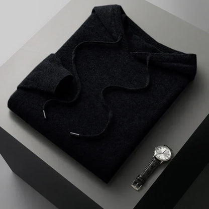 Kapuzenpulli - Einfacher Strickpullover für Männer-Schwarz-S-Chaps Herrenmode