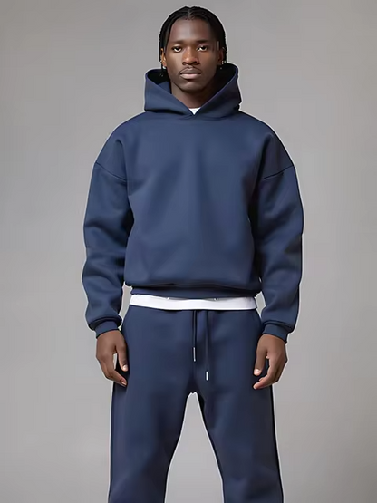 Kapuzenpullover und Jogginghose im Set | Zweiteiliger Trainingsanzug | Trainingsanzug für Männer-Blau-S-Chaps Herrenmode