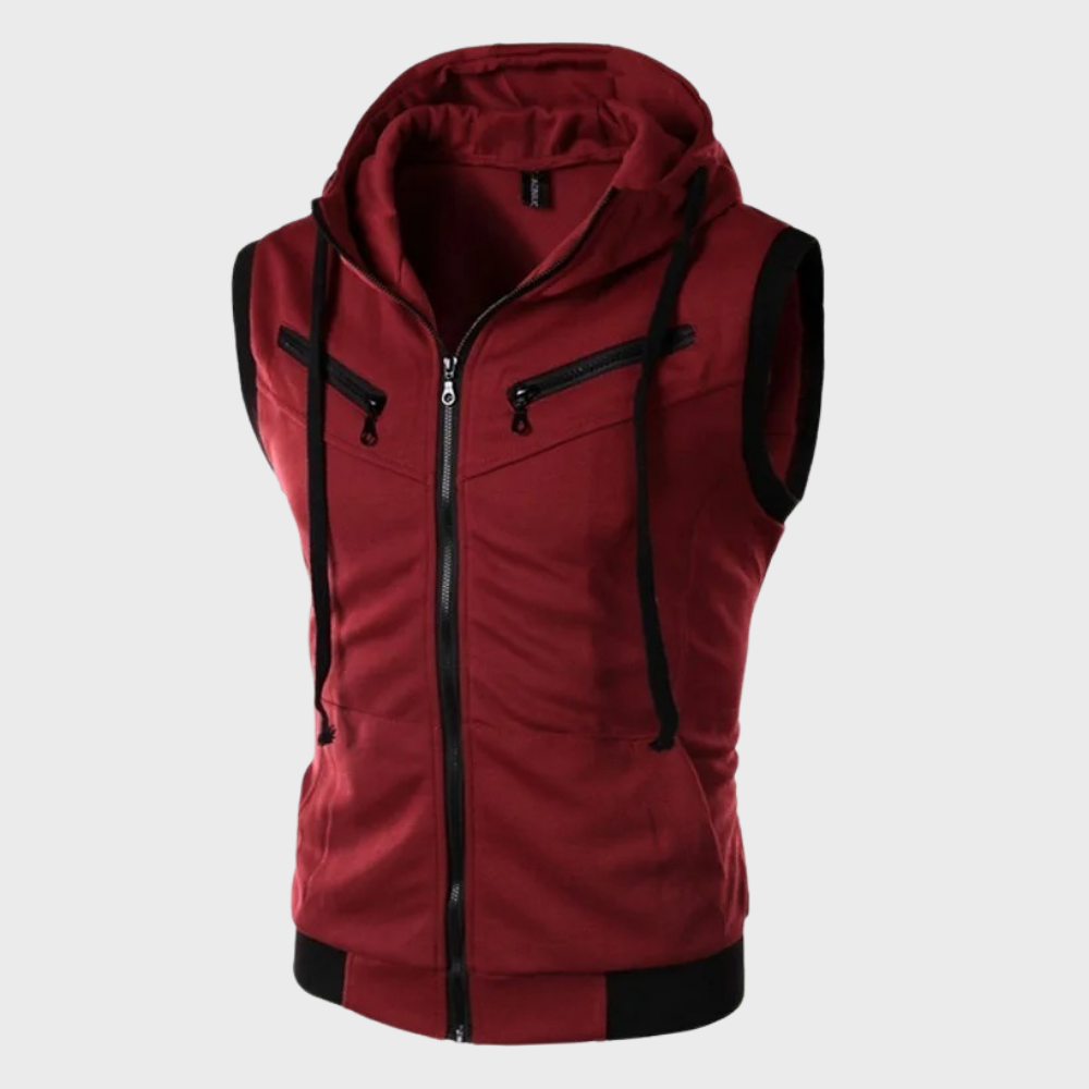 Herren Hoodie Ärmelloser Zip-Up Kapuzenweste - BerlinGlamour