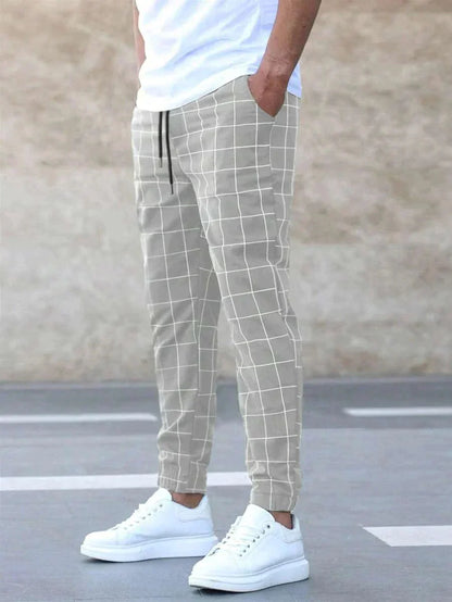 Elastische Herren Jogger Hose Kariert Mit Kordelzug - BerlinGlamour