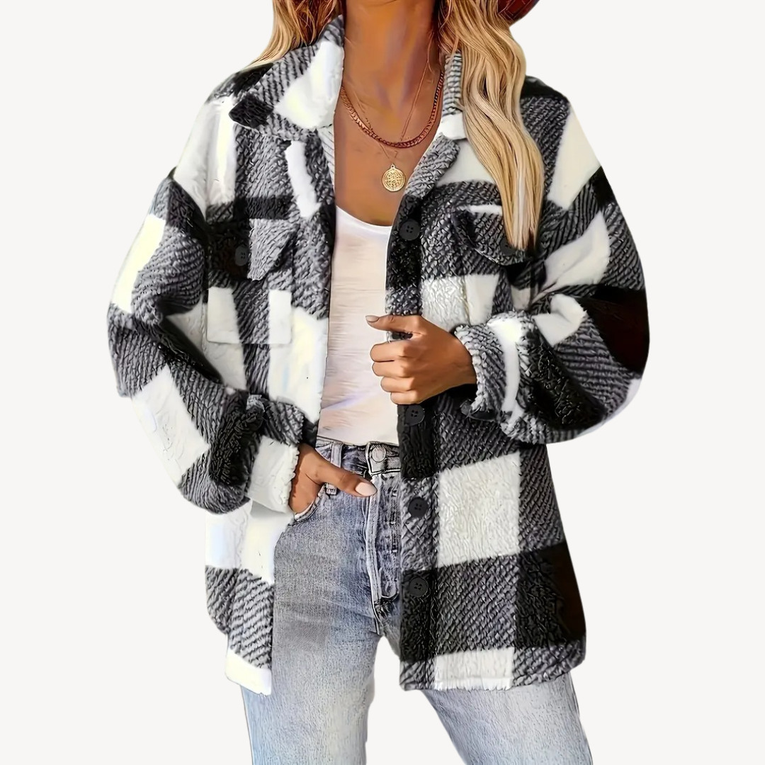 Karierte Fleecejacke für Damen | Loravelle 0