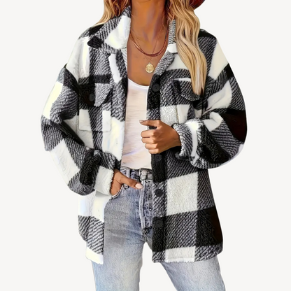 Karierte Fleecejacke für Damen | Loravelle 0