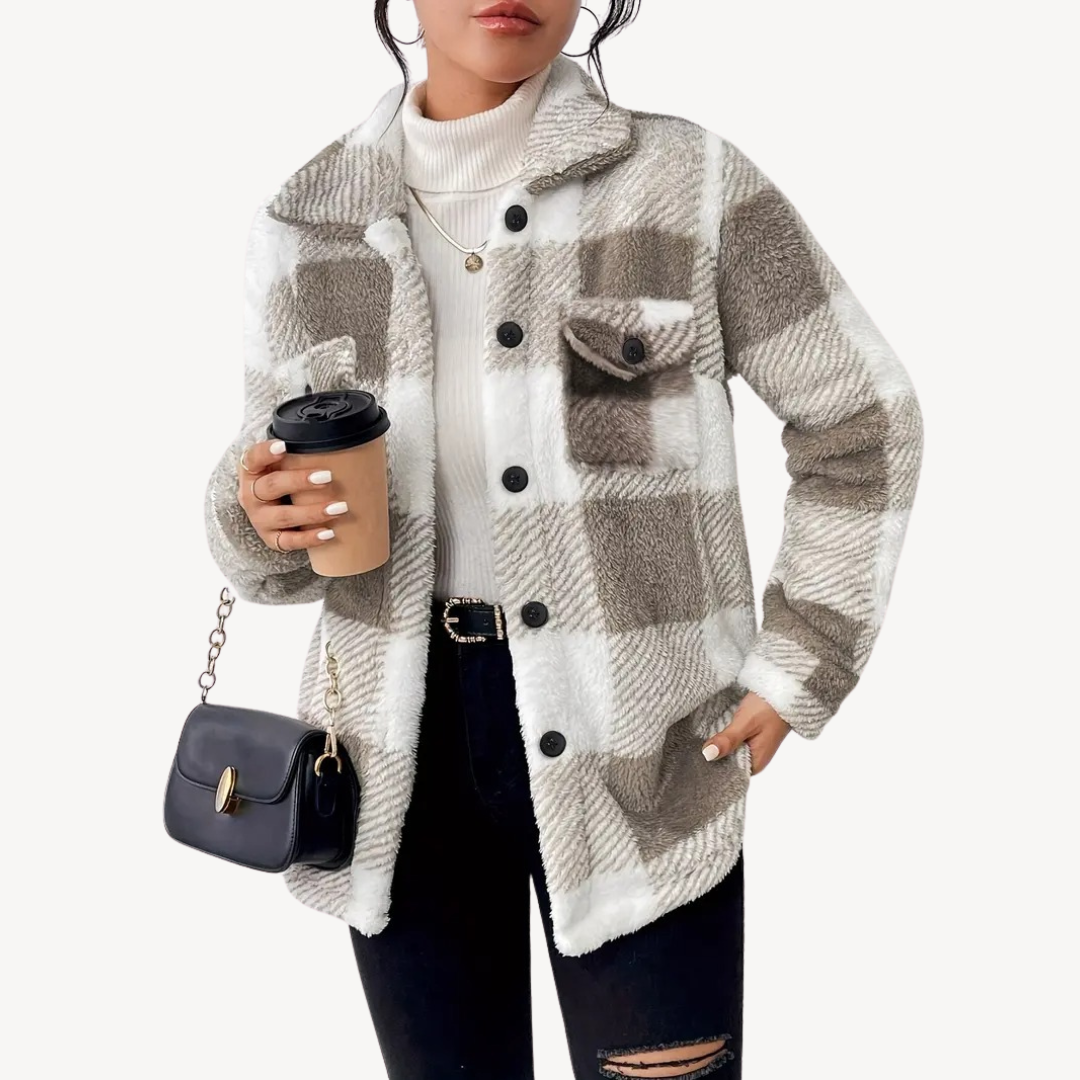 Karierte Fleecejacke für Damen | Loravelle 2