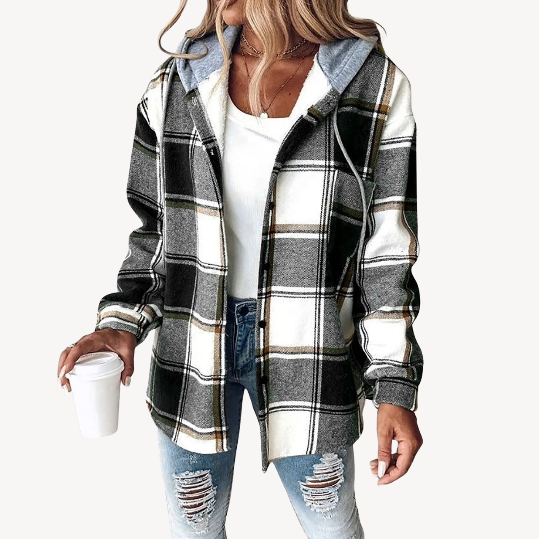Karierte Hemdjacke mit Kapuze | Loravelle 0