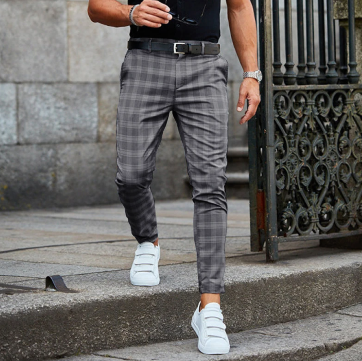 Herren Jeans Karo Slim Fit Stretch Hosen - BerlinGlamour