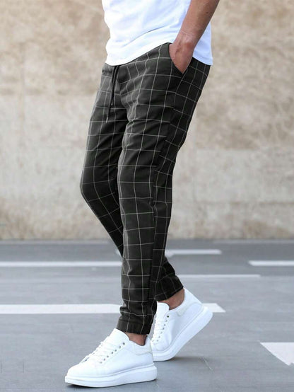 Karohose | Kordelzug | Elastische Knöchelpartie | Jogginghose | Herrenhose-Chaps Herrenmode