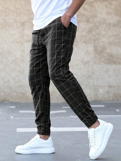 Karohose | Kordelzug | Elastische Knöchelpartie | Jogginghose | Herrenhose-Chaps Herrenmode