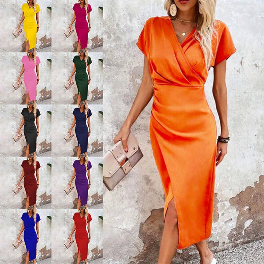 Kurzes, lässiges Minikleid mit V-Ausschnitt von Karolin für Damen