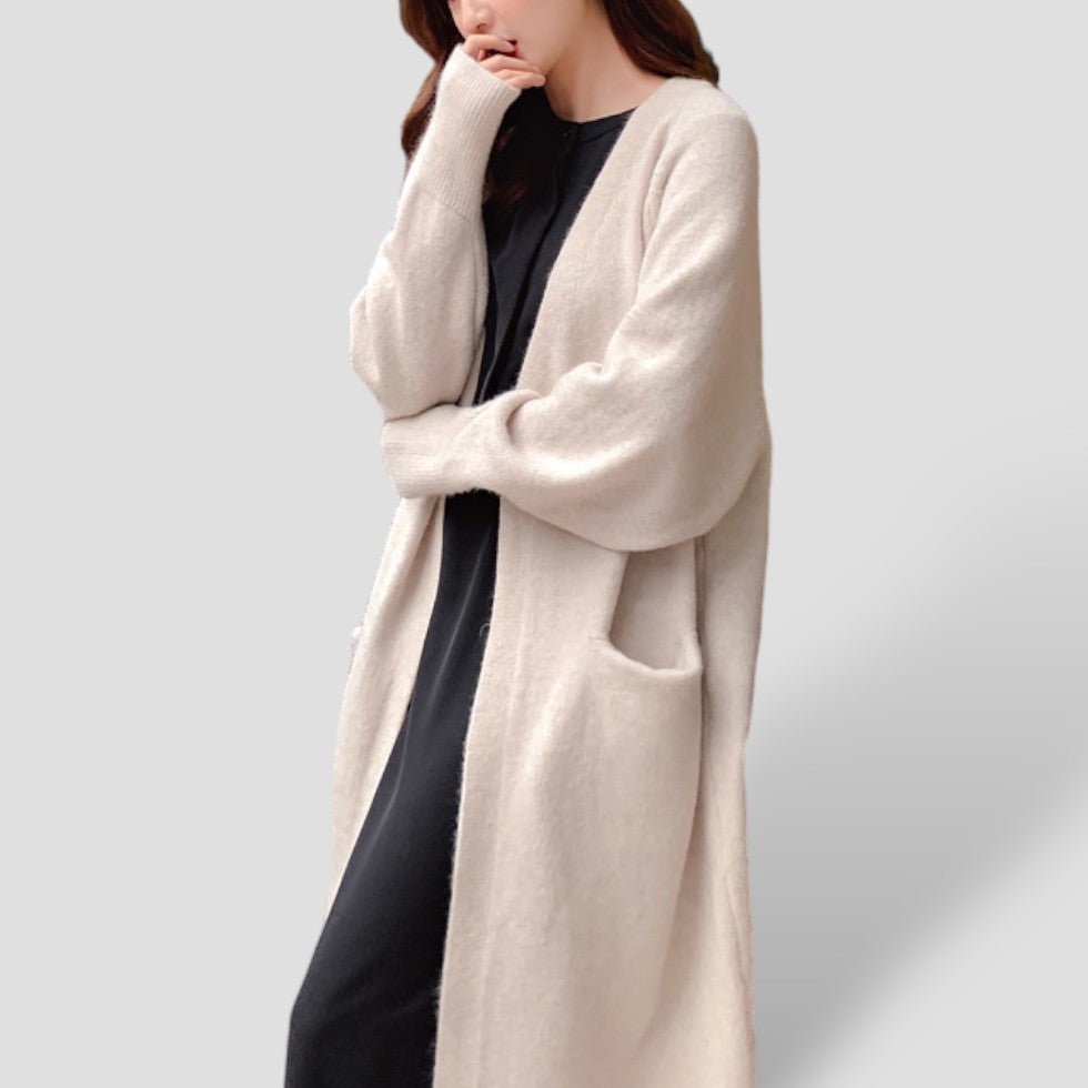 Kaschmir-Cardigan für Damen mit langer offener Vorderseite 2