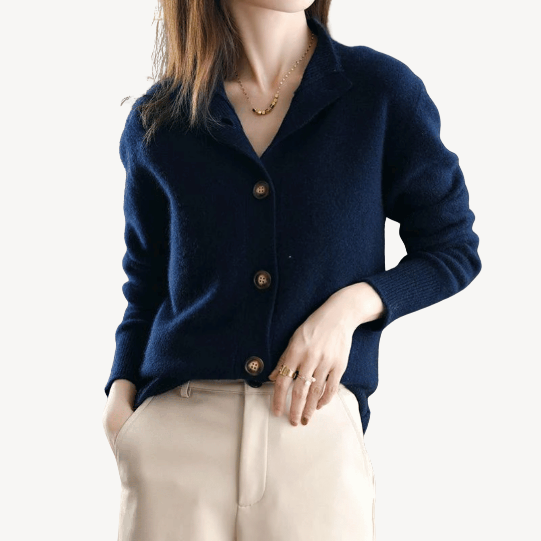 Kaschmir-Pullover mit Button-Down-Kragen | Loravelle 2