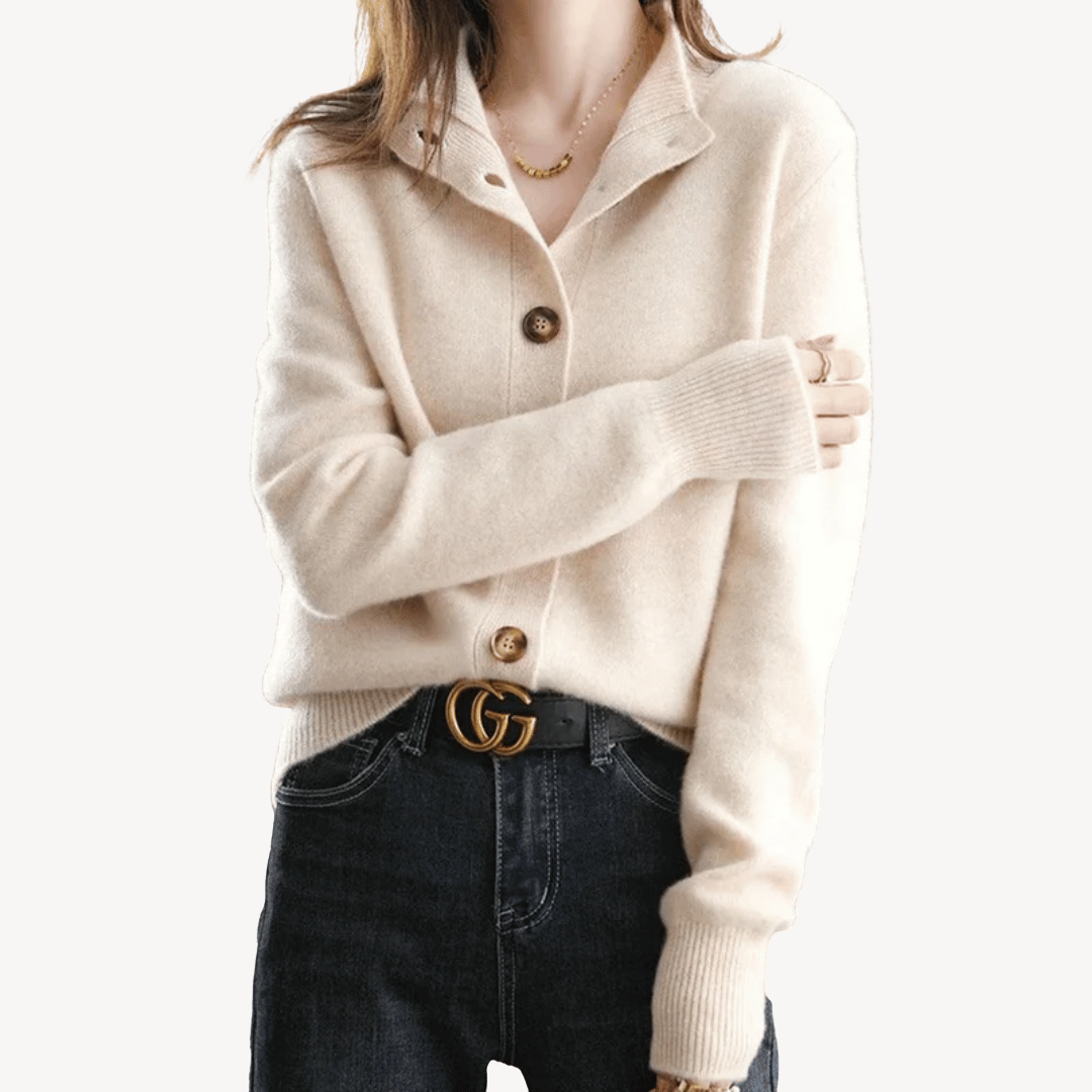 Kaschmir-Pullover mit Button-Down-Kragen | Loravelle 3