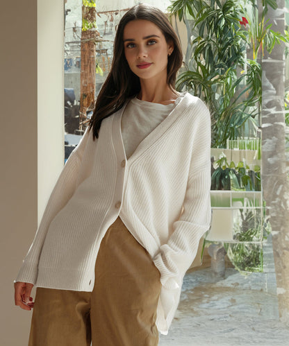 Damen Strickjacke Oversized mit Knöpfen Groß