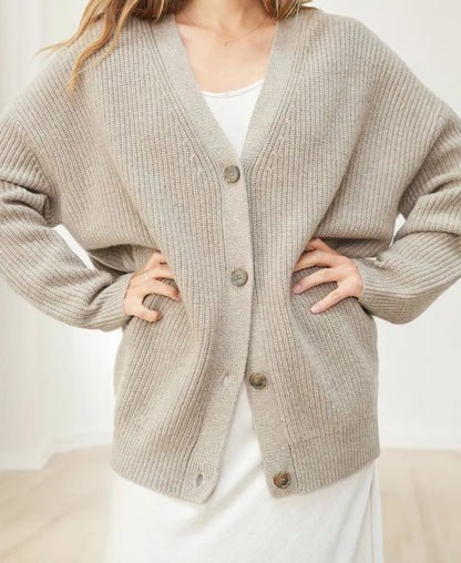Damen Strickjacke Oversized mit Knöpfen Groß