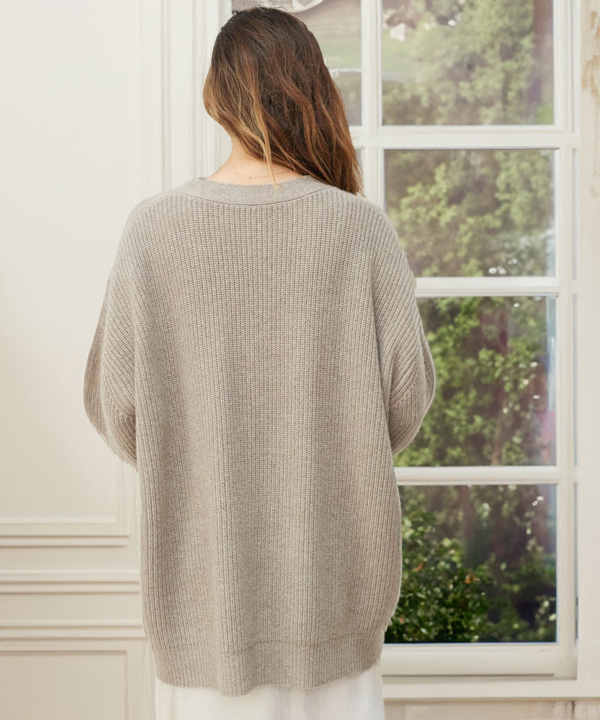 Damen Strickjacke Oversized mit Knöpfen Groß