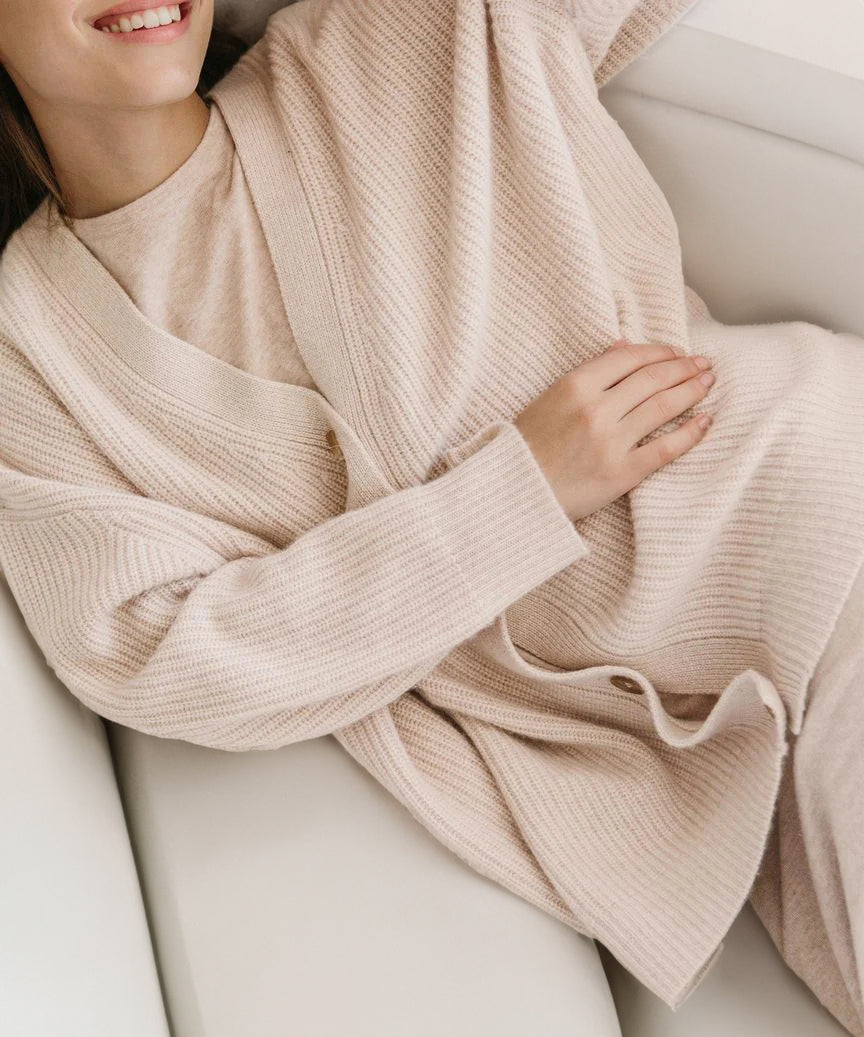 Damen Strickjacke Oversized mit Knöpfen Groß