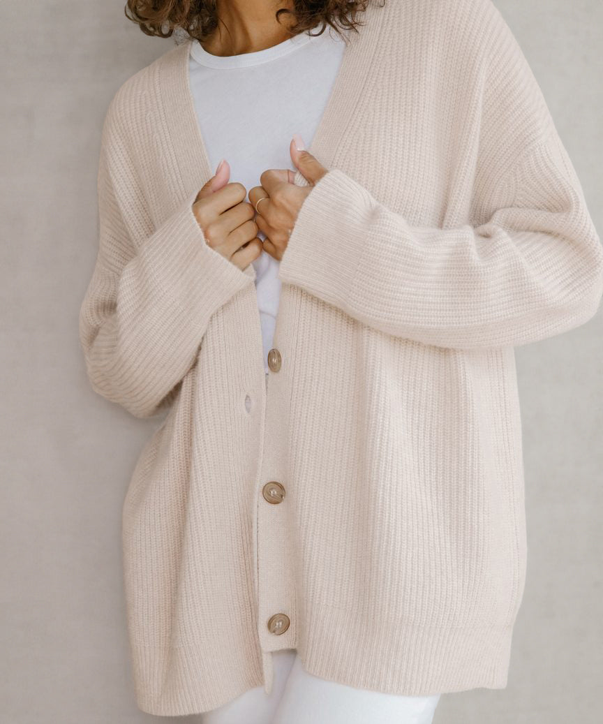 Damen Strickjacke Oversized mit Knöpfen Groß