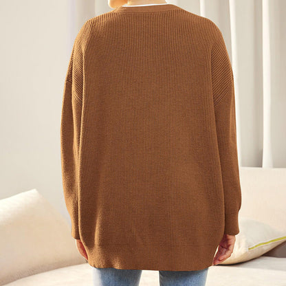 Damen Strickjacke Oversized mit Knöpfen Groß