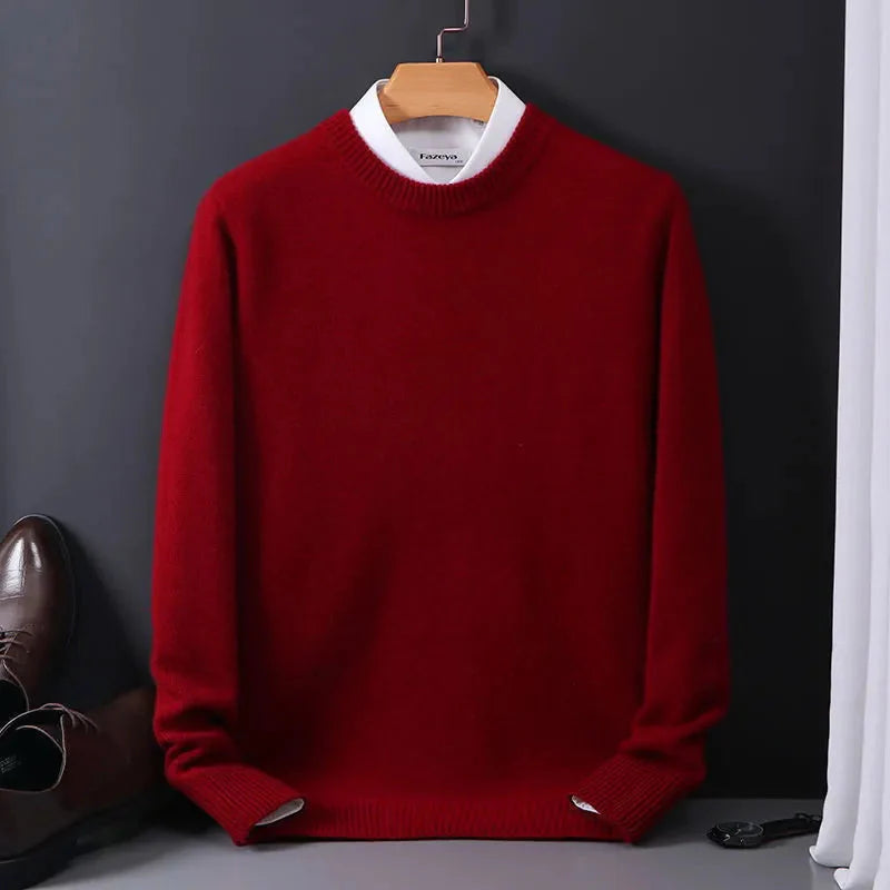 Kaschmirpullover | Strick | Rundhalsausschnitt | Pullover | Herrenbekleidung-Rot-XS-Chaps Herrenmode