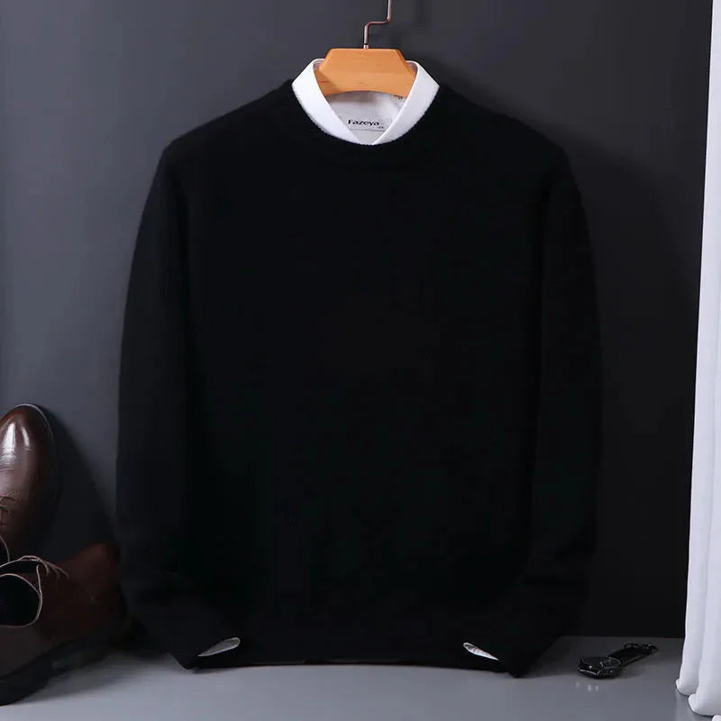 Herren Kaschmir Pullover Rundhals Strickweiß - BerlinGlamour