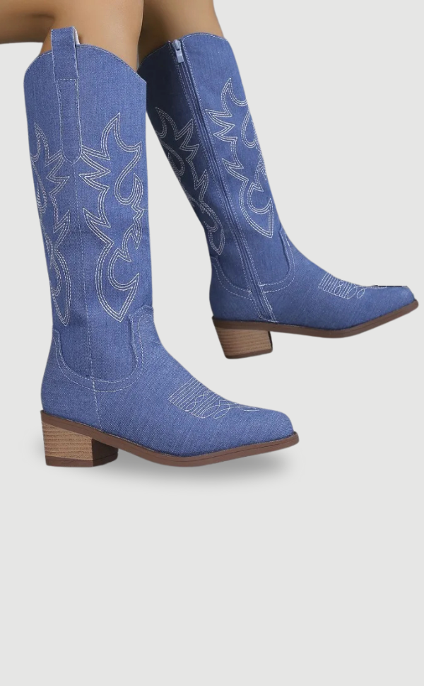 Cowboy-Boots Denim Blau Damen - BerlinGlamour