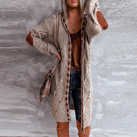 Modische Strickjacke mit Kapuze Damen Trendy
