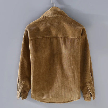 Herren Cordjacke Warm mit Knöpfen Grüne Steppjacke