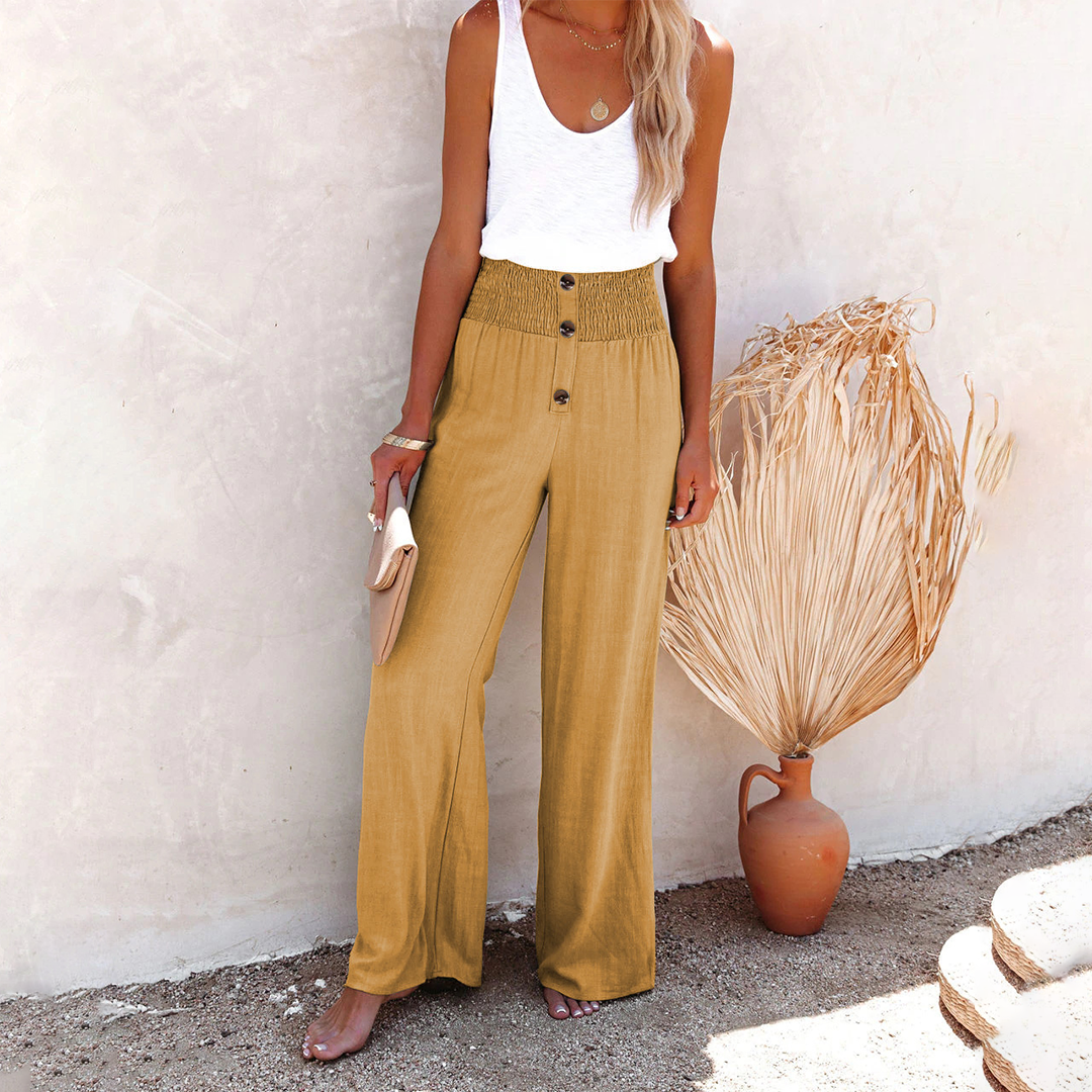 Bequeme Damen Hochtaillenhosen Weite Bein