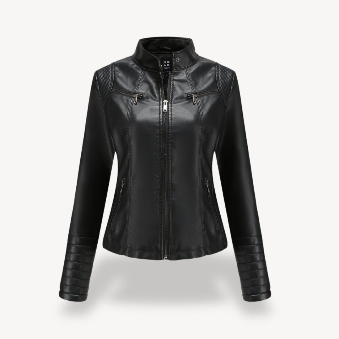 Klassische Biker-Kunstlederjacke für Damen | Loravelle 3