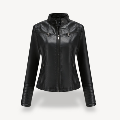 Klassische Biker-Kunstlederjacke für Damen | Loravelle 3