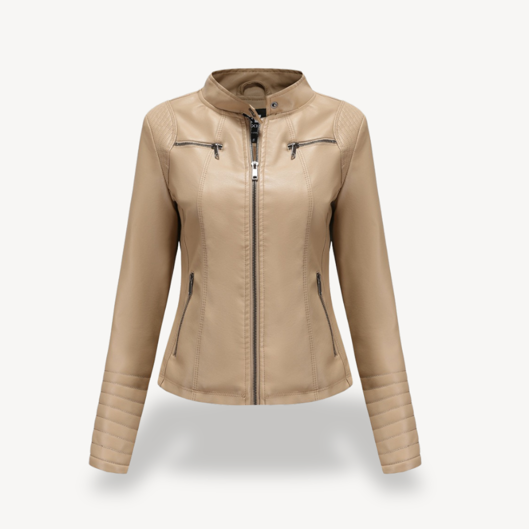 Klassische Biker-Kunstlederjacke für Damen | Loravelle 4