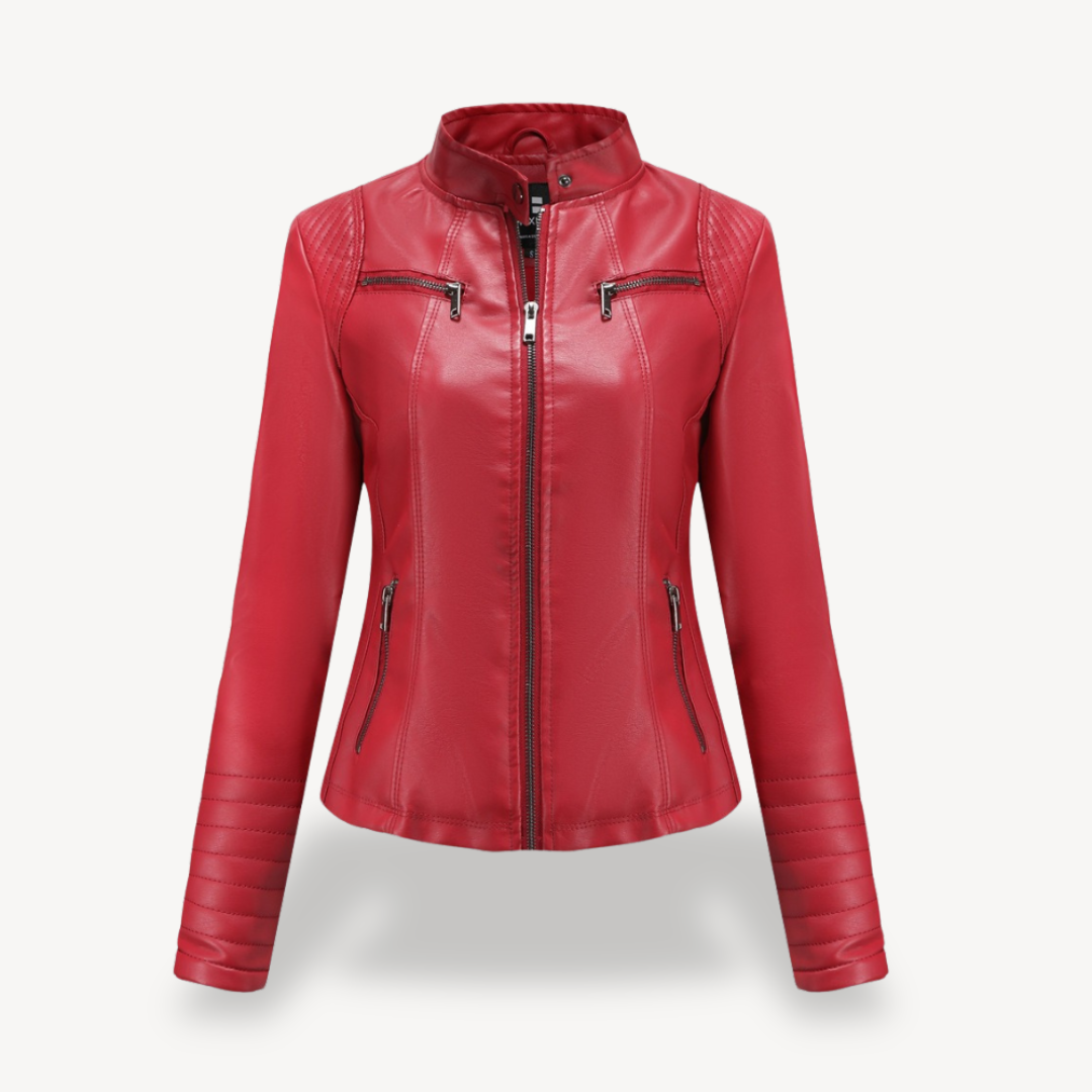 Klassische Biker-Kunstlederjacke für Damen | Loravelle 5