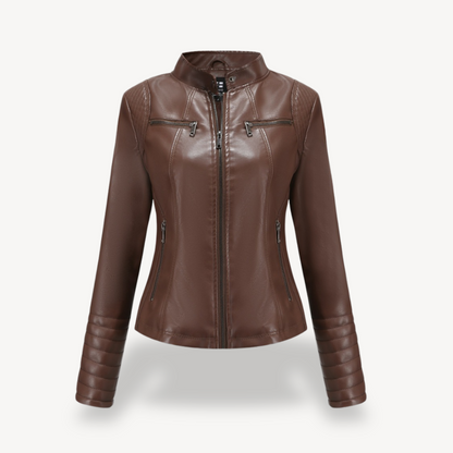 Klassische Biker-Kunstlederjacke für Damen | Loravelle 6