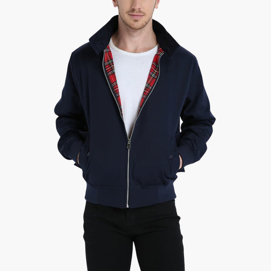 Klassische Herren Winterjacke mit geripptem Saum und Kragen 0