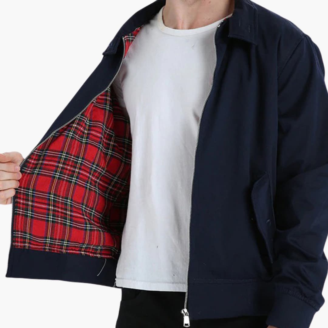 Klassische Herren Winterjacke mit geripptem Saum und Kragen 1
