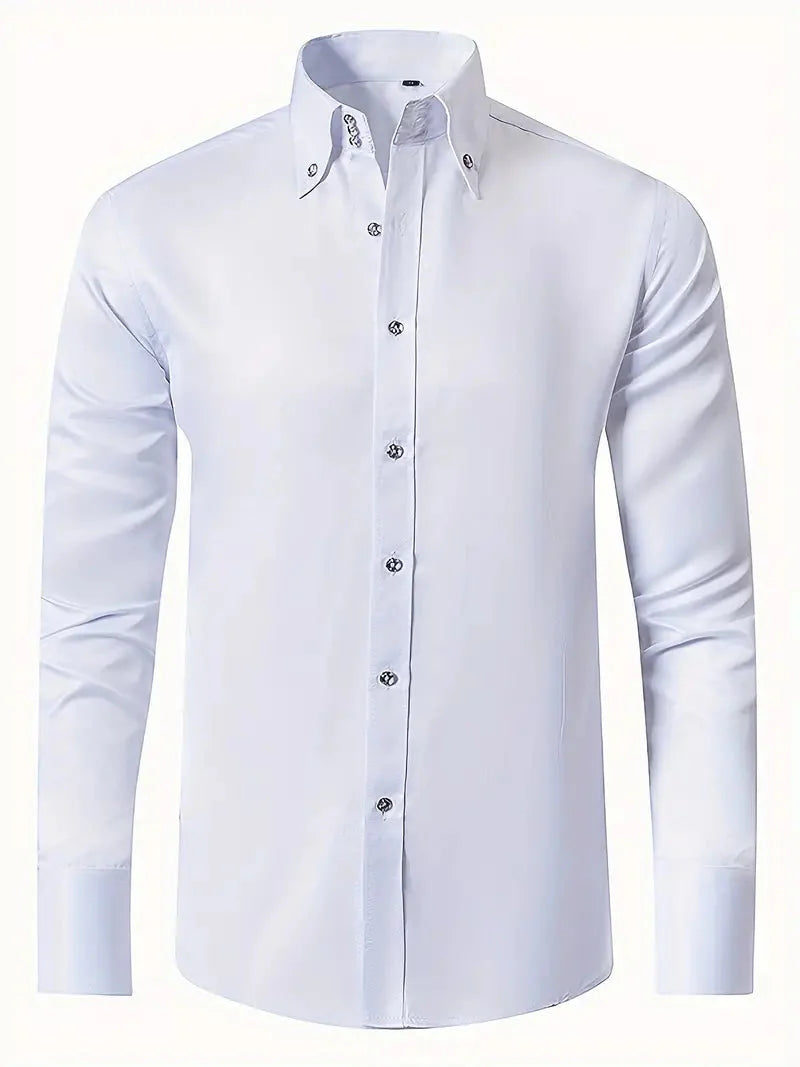 Kleidungshemd - Umlegekragen - knitterfrei Knitterfrei - Hemd mit Knopfleiste - Herrenhemd-Milchig-S-Chaps Herrenmode