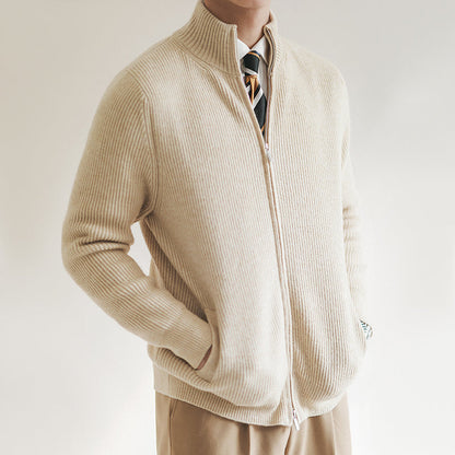 Herren Strickpullover Frühling Rippstruktur Reißverschluss