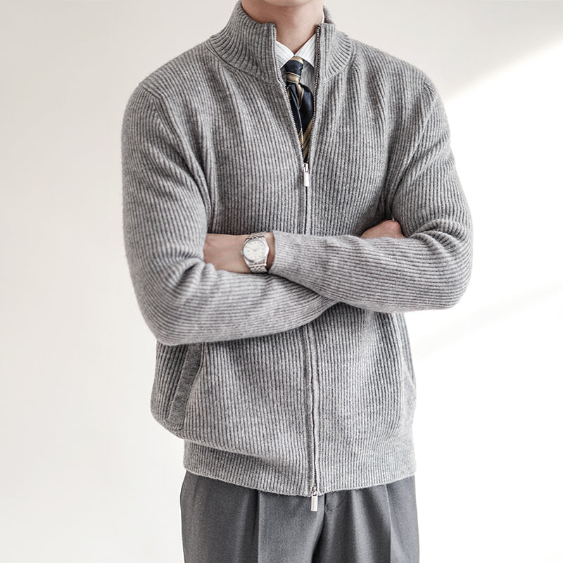 Herren Strickpullover Frühling Rippstruktur Reißverschluss