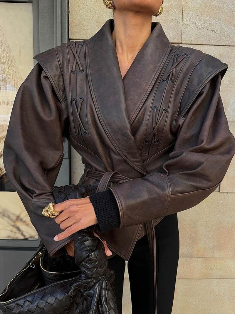 Knopf Schnürung Jacke für Damen 2