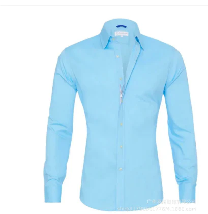 Knopfleiste-Hemd – Herrenhemd mit Kragen, langen Ärmeln und Reißverschluss-Hellblau-S-Chaps Herrenmode